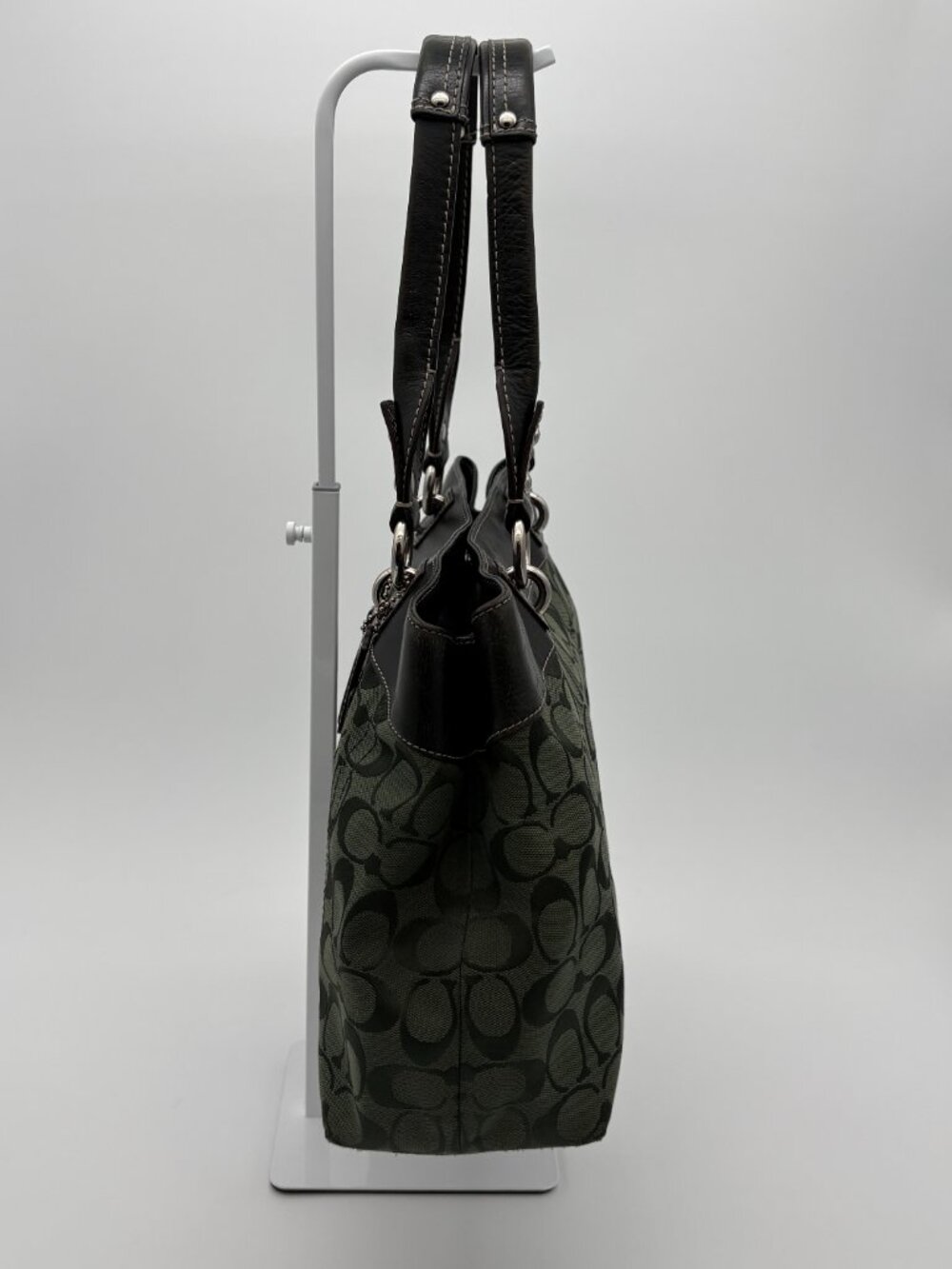RARE Forest Green & Black Coach Penelope Signature Shopper Tote - Picture 5 of 14